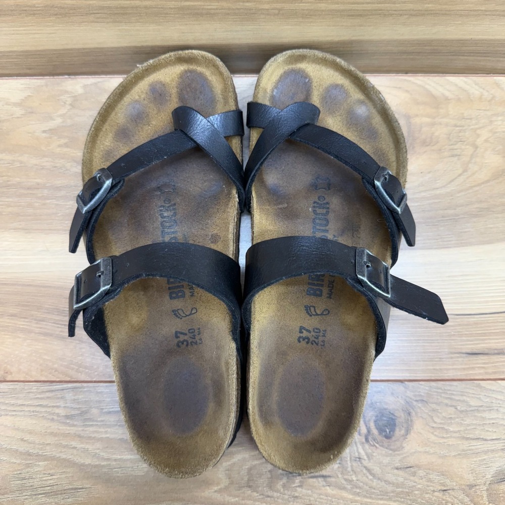 Birkenstock Mayari Sandals Womens 6 W EU 37 Black Birko Slip On Preppy Vacation - Picture 7 of 9
